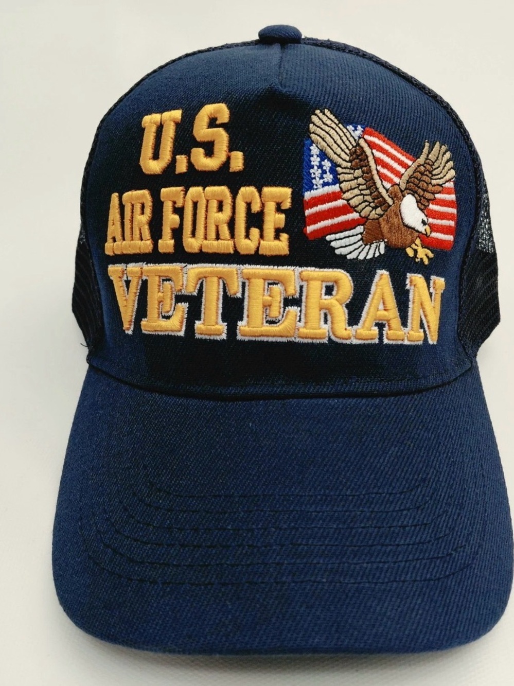 US AIR FORCE Veteran Hat Embroidered Mesh Trucker Adjustable Cap Blue